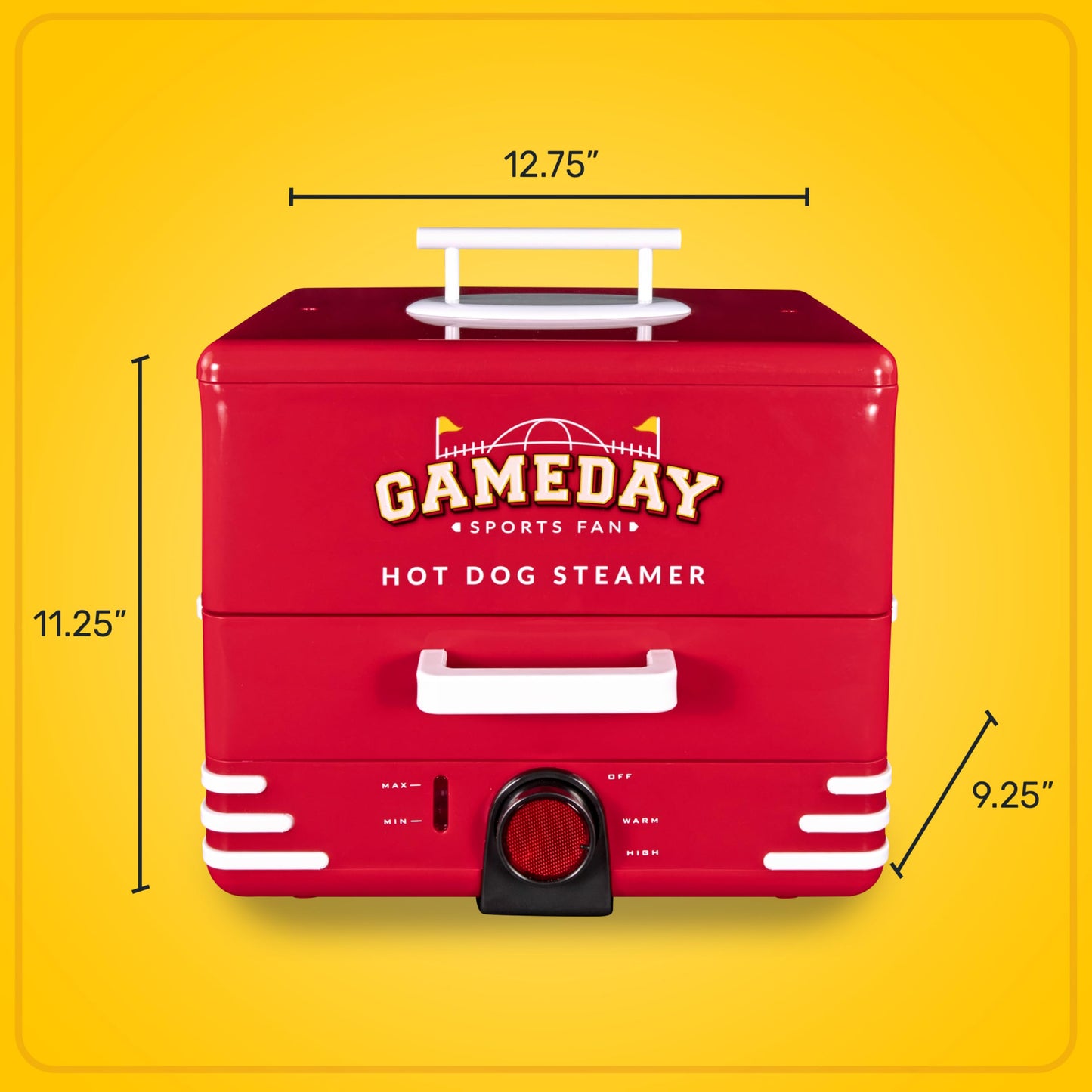 Nostalgia, Game Day Hot Dog Steamer and Bun Warmer, Fits 20 Dogs and 8 Buns, Steams Pot Stickers, Veggies, Potatoes, and Other Appetizers or Toppings