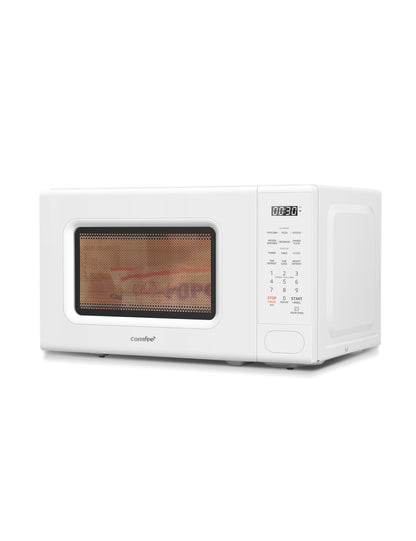 COMFEE CMO-C20M1WH Retro Microwave with 11 power levels, Fast Multi-stage Cooking, Turntable Reset Function Kitchen Timer, Speedy Cooking， Weight/Time Defrost, Memory function, Children Lock, 700W