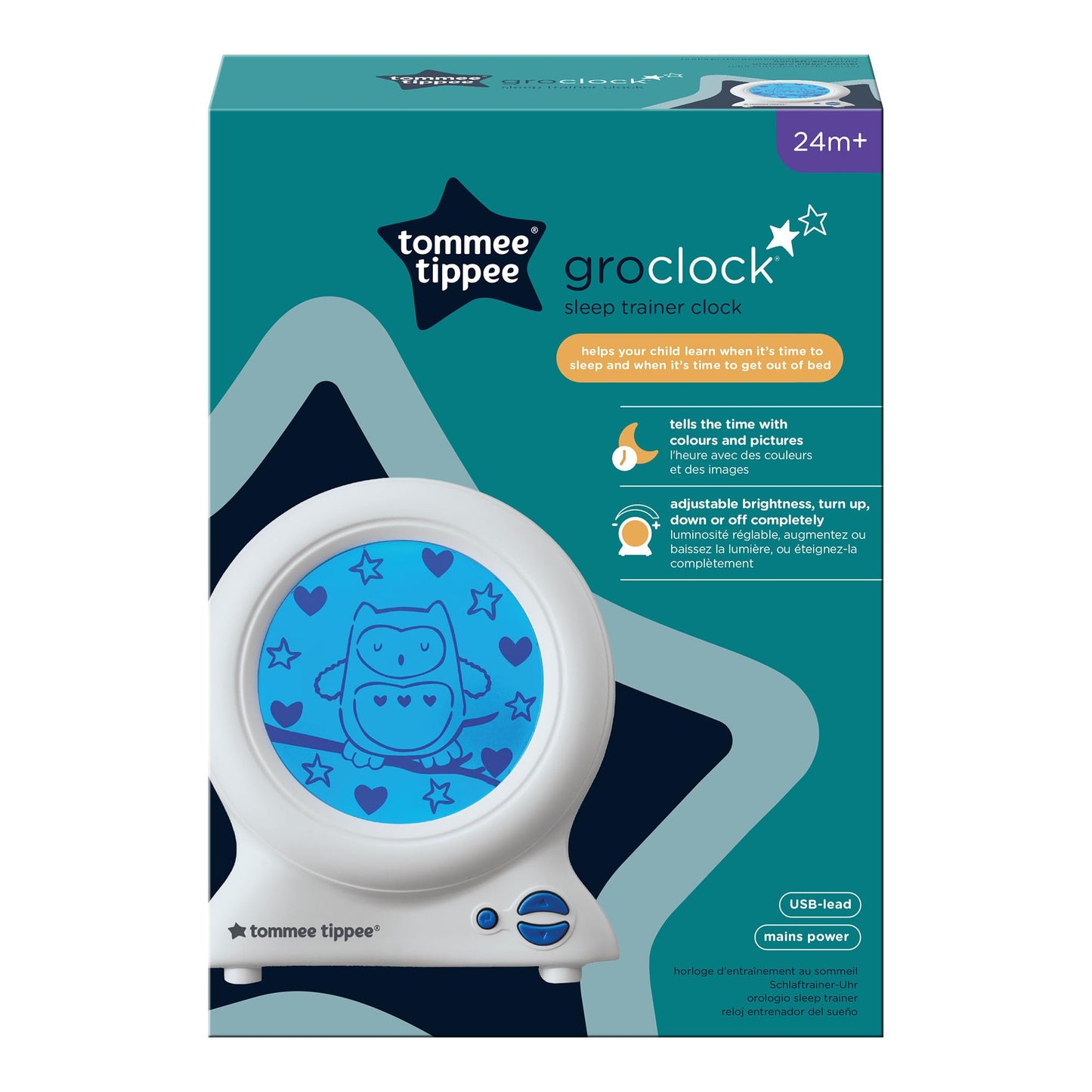 Tommee Tippee Groclock Sleep Trainer Clock |Alarm Clock and Nightlight for Young Children, USB-Powered
