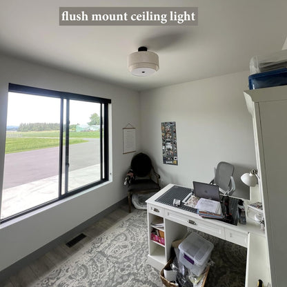 FRIDEKO HOME 3 Light Semi Flush Mount Ceiling Light Modern Close to Ceiling Light Fixture with 2-Layer Fabric Shade Light Fixtures Ceiling Mount for Bedroom Living Room Kitchen Foyer Hallway