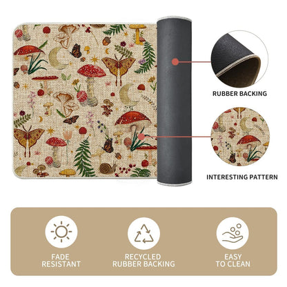 Artoid Mode Mushrooms Butterfly Spring Kitchen Mats Set of 2, Home Decor Low-Profile Kitchen Rugs for Floor - 24x35 and 24x59 Inch