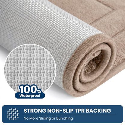 PURRUGS Machine Washable Kitchen Runner Rug 24" x 70", Non-Slip/Skid Hallway Runner Rug, Super Absorbent Soft Area Rug for Kitchen, Hallway & Laundry, Rolled Packaging, Beige