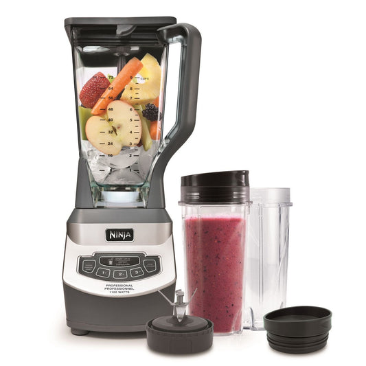 Ninja BL660C Professional Countertop Blender, 1100W, 72oz Pitcher + 2x16oz Cups, Silver/Grey, Canadian Version