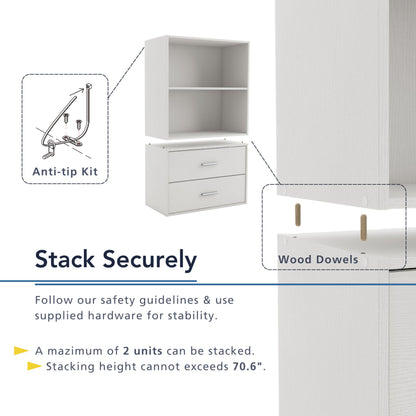 Homes: Inside + Out Apexa 2-Drawer Wooden Stackable Storage Drawers, Small Food Pantry Cabinet, Cajonera De Madera, Underbed Drawer Dorm Teen Room Decor & Bedroom, Home Office, Kitchen, White