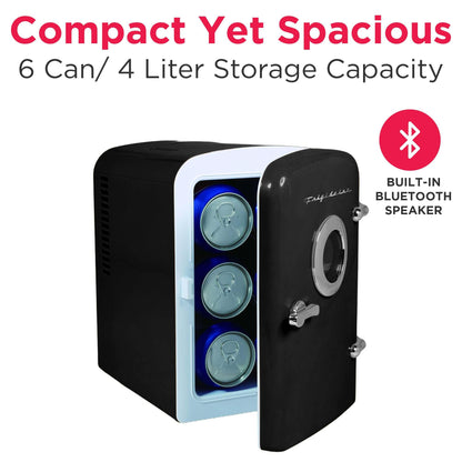 Frigidaire EFMIS151 Mini Portable Compact Personal Home Office Fridge Cooler BUILT IN SPEAKER, 4L Capacity, Chills Six 12 oz Cans, 100% Freon-Free & Eco Friendly