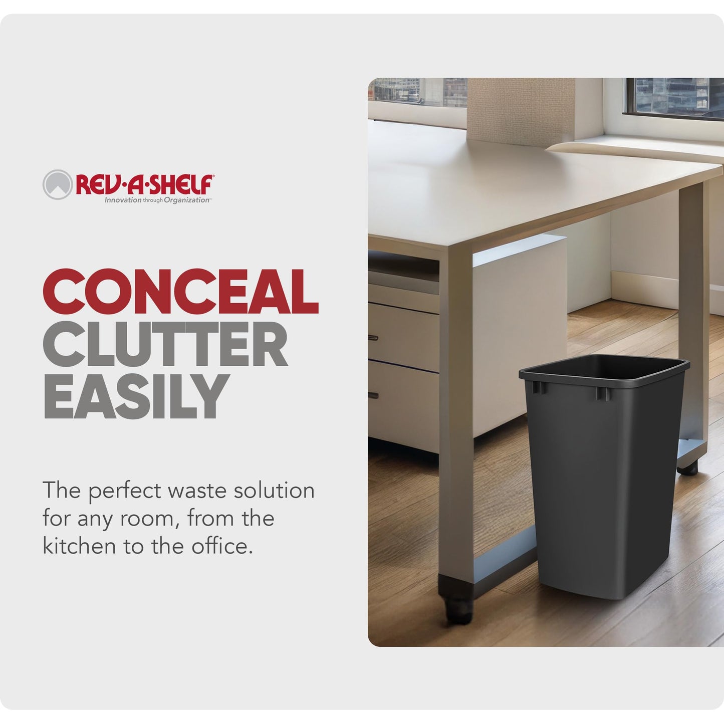 Rev-A-Shelf 2-Pack 35 Quart Polymer Replacement Trash Bin, Recycle Waste Garbage Container for Kitchen Cabinet Pullouts, Black, RV-35-18-2 - Large Plastic Bins for Home and Office