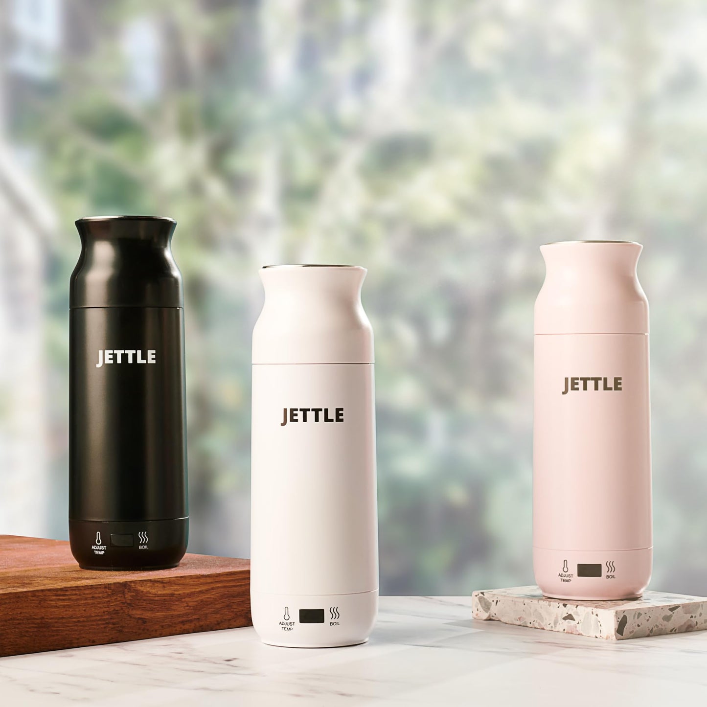 Jettle Electric Kettle - Travel Portable Heater for Coffee Tea Milk Soup - Stainless Steel Travel Water Boiler tea pot with Temperature Control - LED - Automatic Power Off - 450ml - Kitchen Appliance
