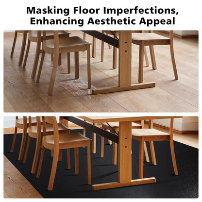 FURKIT Vinyl Floor Mat for Home, Black Waterproof Area Mat for Under Dining Room Table, Sturdy Plastic Rug Protector for Kitchen, Living Room, Yard, Garage, Large Baby Play Mat (4'×6')