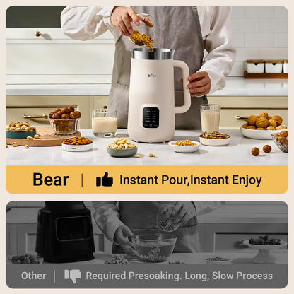 Bear 8 in 1 Nut Milk Maker Machine, 40oz/1.2L Soy Milk Maker with Self Clean/12H Delay/6H Keep Warm, One Touch Almond Milk Maker for Homemade Oat, Soup, Juice, Plant Based and Non Dairy Beverages
