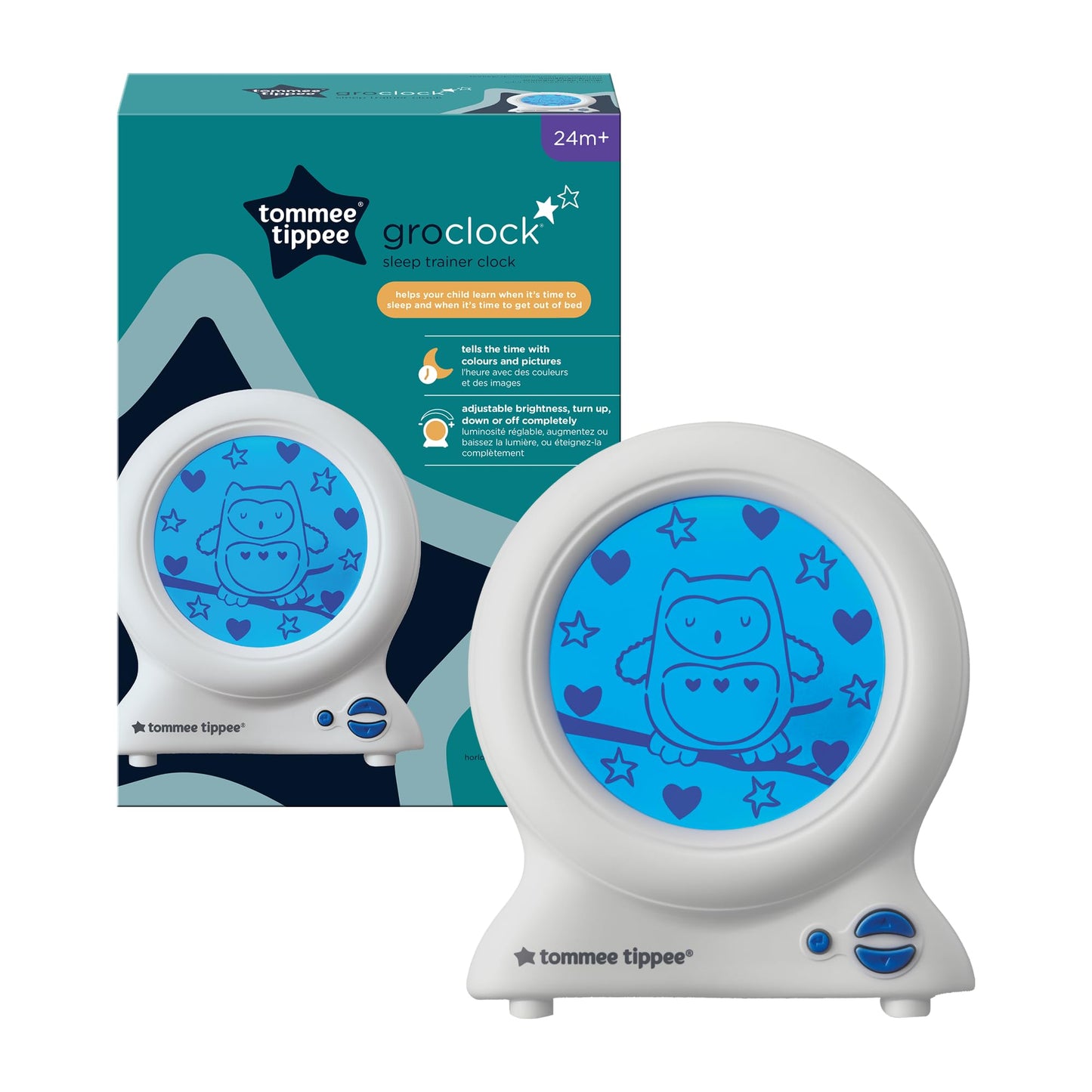 Tommee Tippee Groclock Sleep Trainer Clock |Alarm Clock and Nightlight for Young Children, USB-Powered