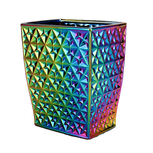 RXLVCKY Colorful Bathroom Trash Can Small Wastebasket, Garbage Container Bin for Bathroom, Bedroom, Kitchen, Home Office, and Kids Room, Holds Waste, Recycling - Ceramic