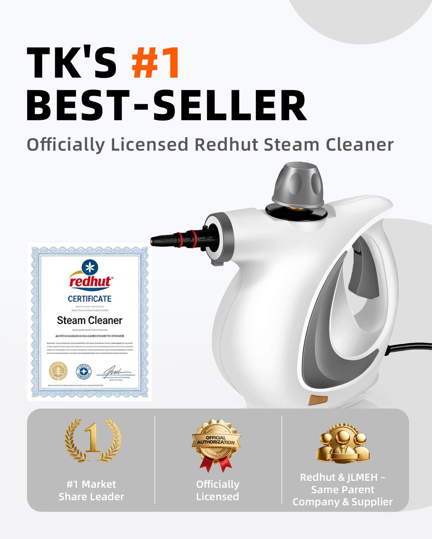 Pressurized Handheld Steam Cleaner for home with 12pcs Accessories & Safety Lock – Multi-Surface Natural Deep Steamer for Cleaning Car, Furniture, Floor, Upholstery, Tile, Grout, Windows(dark gray)