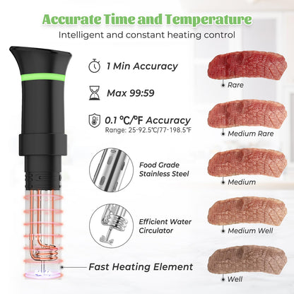 Sous Vide Machines, Sous Vide Cooker, 1000 Watts Immersion Circulators with Recipe, Accurate Temperature and Time Control