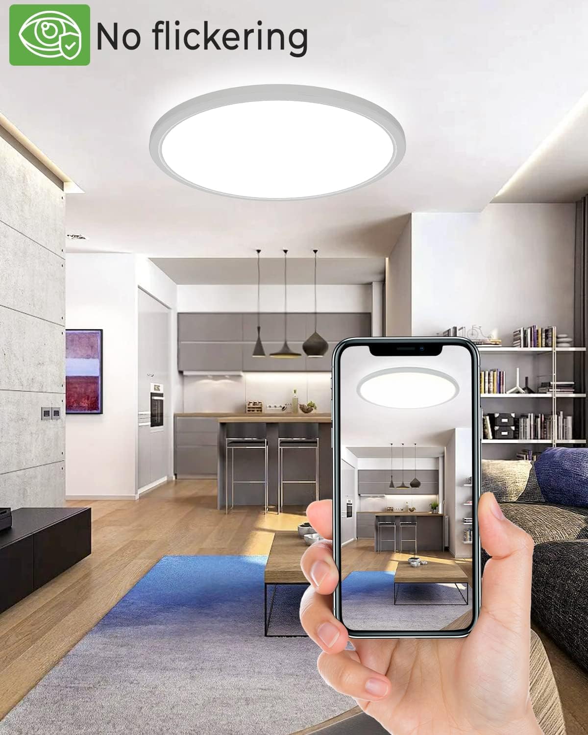 zemty 4Pack 12 Inch LED Ceiling Light Flush Mount, 24W 2640lm Super Slim Flush Mount Ceiling Lamp Fixtures, 3000K/3500K/4000K/5000K/6500K Selectable for Bedroom Bathroom Kitchen Living Room (White)