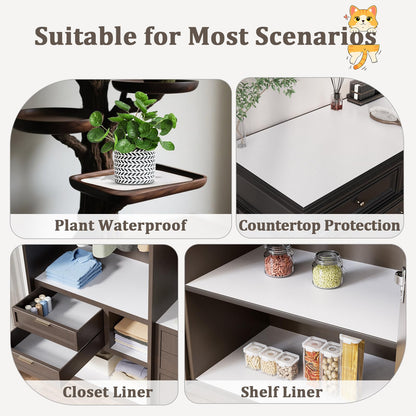 MIAONET Shelf Liner for Kitchen Cabinets 18" x 240" Non-Adhesive Non-Slip Drawer Liners for Dresser, Waterproof Washable Paper, Durable Protector Mat for Pantry Shelves Cupboards, White