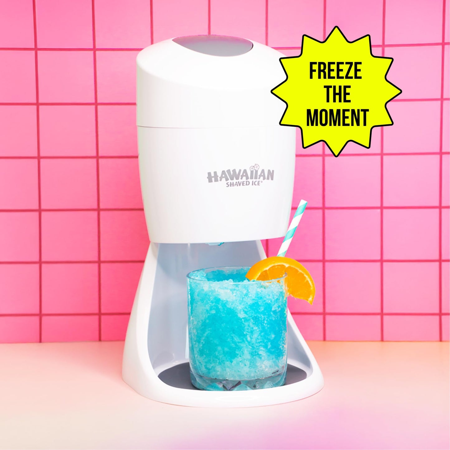 Hawaiian Shaved Ice S900A Snow Cone and Shaved Ice Machine with 2 Reusable Plastic Ice Mold Cups, Non-slip Mat, Instruction Manual, 1-year Manufacturer’s Warranty, 120V, White
