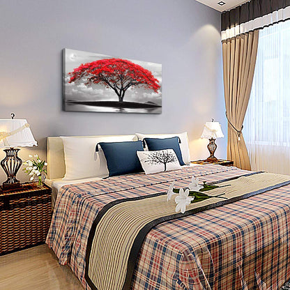 canvas wall art for living room bathroom Wall Decor Black and white landscape red tree moon scenery Hang painting Home Decorations for office bedroom kitchen Works canvas Prints pictures 20" x 40"inch