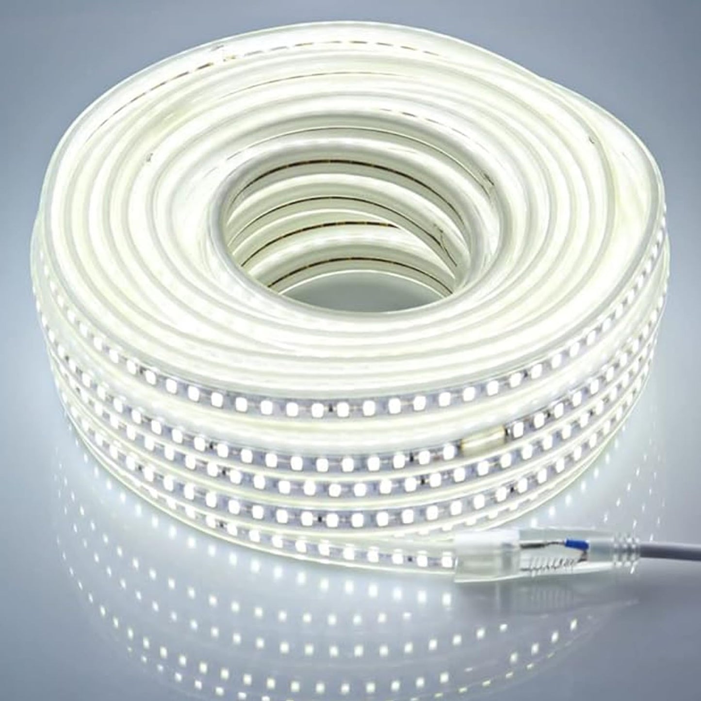 pcningled Outdoor LED Strip Lights Waterproof 32.8FT AC 110V Flexible LED Rope Lights Cool White 6000K 120V Cuttable LED Lights SMD 5730 120LEDs/m for Bedroom Wall Kitchen Cabinets Home Decor