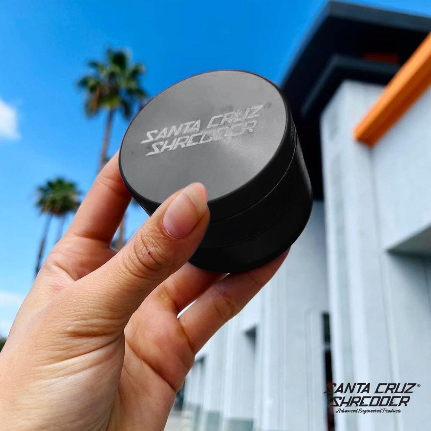 Santa Cruz Shredder Metal Herb Grinder Knurled Top for Stronger Grip 3-Piece Large 2.7" (Black)