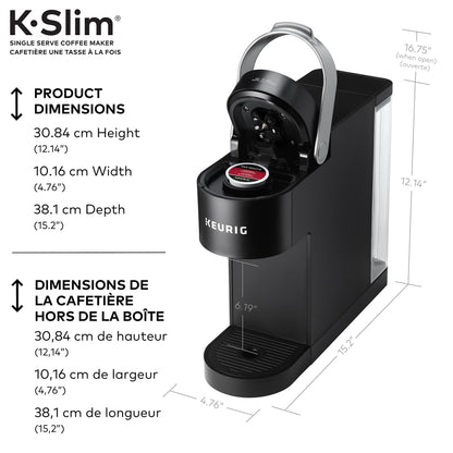 Keurig K-Slim Single Serve K-Cup Pod Coffee Maker, Featuring Simple Push Button Controls And MultiStream Technology, Black