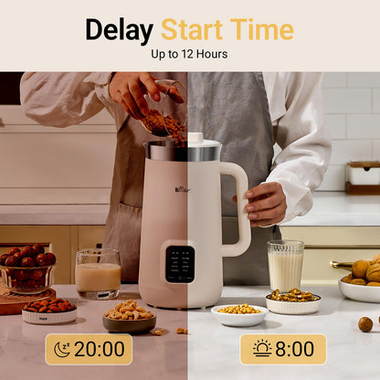 Bear 8 in 1 Nut Milk Maker Machine, 40oz/1.2L Soy Milk Maker with Self Clean/12H Delay/6H Keep Warm, One Touch Almond Milk Maker for Homemade Oat, Soup, Juice, Plant Based and Non Dairy Beverages