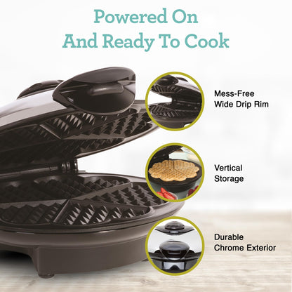 Euro Cuisine WM520 Heart Shaped Iron Waffle Maker - Eco-Friendly PTFE and PFOA Free Non Stick Plates, Perfect for V-Day & Special Occasions, 8-Inch