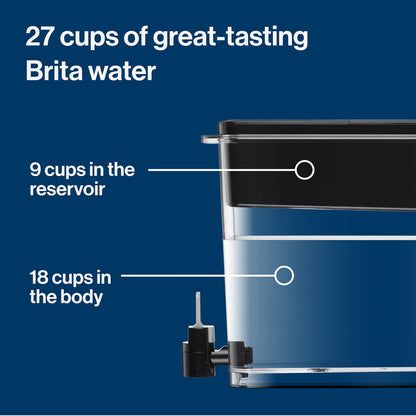 Brita 27-Cup Elite Water Filter Dispenser, Black, Reduces 30+ Contaminants, Lead & Microplastics, 6-Month Filter