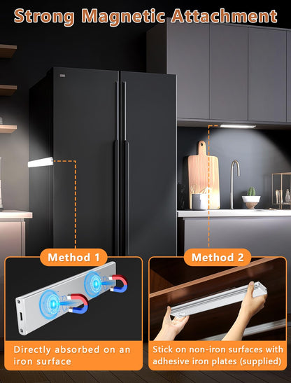 Under Cabinet Motion Sensor Lighting: 8 Inch Dimmable Rechargeable Lights Indoor - Battery Operated Lights - Undercabinet Closet Light Magnetic Led Light for Kitchen Home Bathroom Counter 6 Pack
