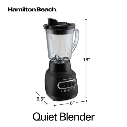 Hamilton Beach Wave Action Blender for Smoothies, Stainless Steel Ice Sabre Blades, 40oz Glass Jar, 800 Watts, Quiet Design, Black (58175)