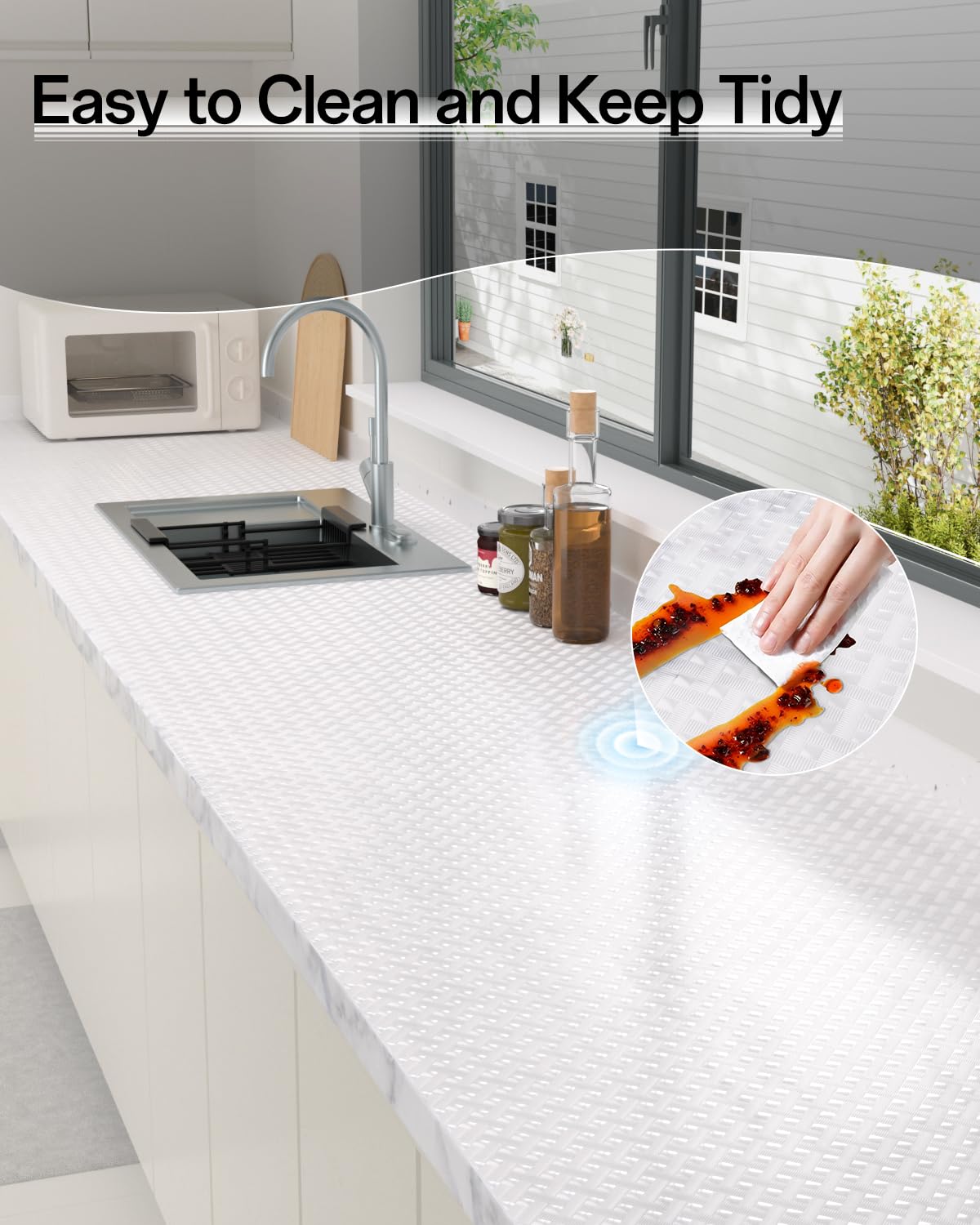 Shelf and Drawer Liner for Kitchen Cabinet, Non-Adhesive 18in x 360in Waterproof Contact Paper Refrigerator Liners Thickened Durable EVA Material Non Slip Mat for Dresser Cupboard Pantry Protector