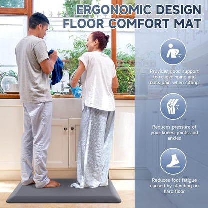 4/5 Inch Thick Kitchen Mats for Floor, StepRite Kitchen Rug for Standing Desk, Non-Slip, Thicker, Stain & Water Resistant, Comfort Anti Fatigue Floor Mat for Home, Kitchen, Office - Grey,54 * 22''