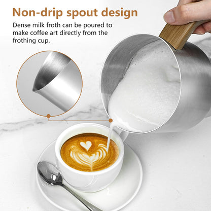AMZCHEF 8-IN-1 Milk Frother and Steamer 550 Watts, 21 oz Split Stainless Steel Automatic Steamer, Milk's Warmer for Latte, Cappuccino, Hot and Cold Froth, Heated Milk, Hot Chocolate, Baby Food