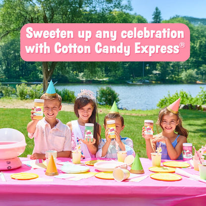 Cotton Candy Express CC1000-S Cotton Candy Machine, with 5-11oz. Jars of Cherry, Grape, Blue Raspberry, Orange, Pink Vanilla Floss Sugar & 50 Paper Cones Easy to Use and Clean