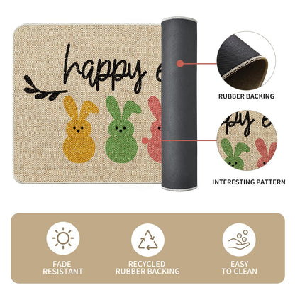 Artoid Mode Rabbits Bunny Happy Easter Kitchen Mats Set of 3, Home Decor Low-Profile Kitchen Rugs for Floor - 17"x29"+17"x36"+17"x47"