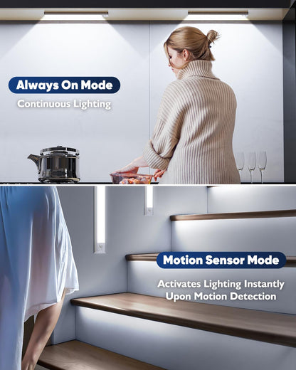 Under Cabinet Lighting, 2200mAh 10 Inch Battery Operated Rechargeable Motion Sensor Night Lights Indoor, LED Magnetic Wireless Closet Light, 6500K Dimmable Counter Lights for Kitchen, Home, 5 Packs