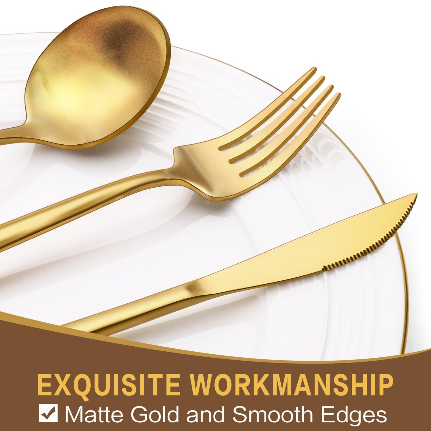 60-Piece Gold Silverware Set, Flatware Set for 12, Food-Grade Stainless Steel Cutlery, Includes Spoons Forks Knives, Kitchen Cutlery for Home Office Restaurant Hotel