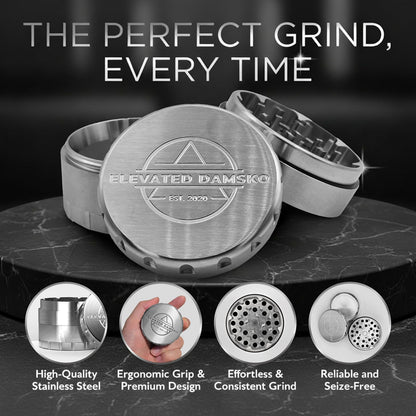 Elevated Damsko 2.5-inch Premium Stainless Steel Culinary Herb & Spice Grinder Mill for Kitchen Use