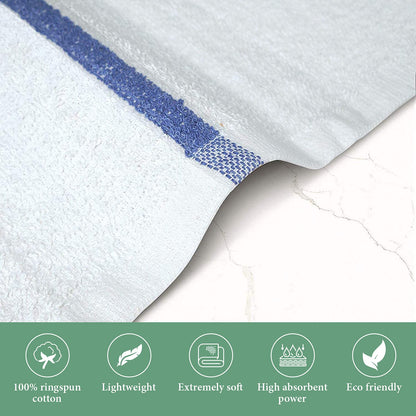 TOALLA Bar Mop Blue Stripe 10lbs 16x19 Pack of 60 100% Cotton Double Stitched Route Ready Absorbent Kitchen Towel Dish Towels and Dishcloths Towels Sets Washcloth Kitchen Towels