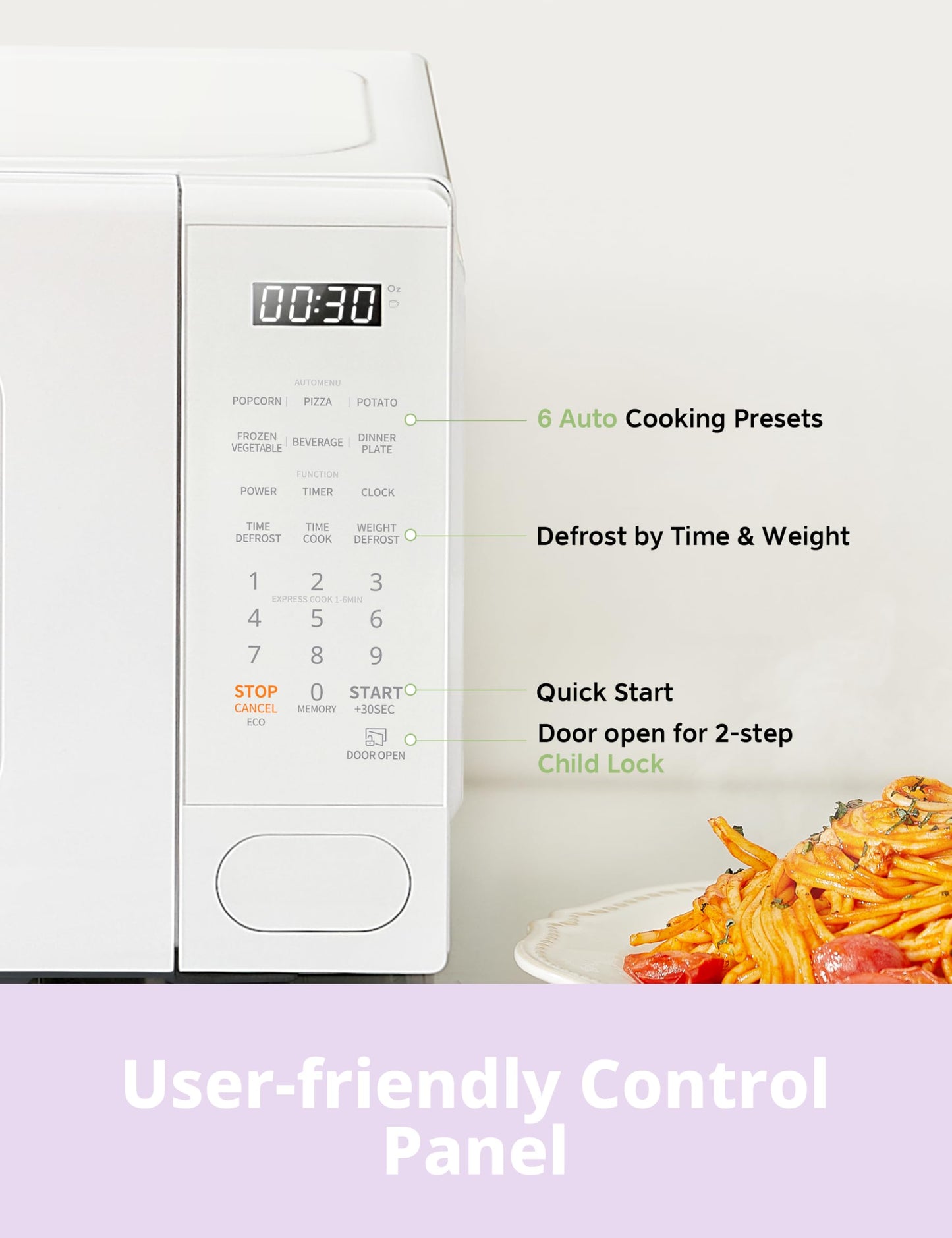 COMFEE CMO-C20M1WH Retro Microwave with 11 power levels, Fast Multi-stage Cooking, Turntable Reset Function Kitchen Timer, Speedy Cooking， Weight/Time Defrost, Memory function, Children Lock, 700W