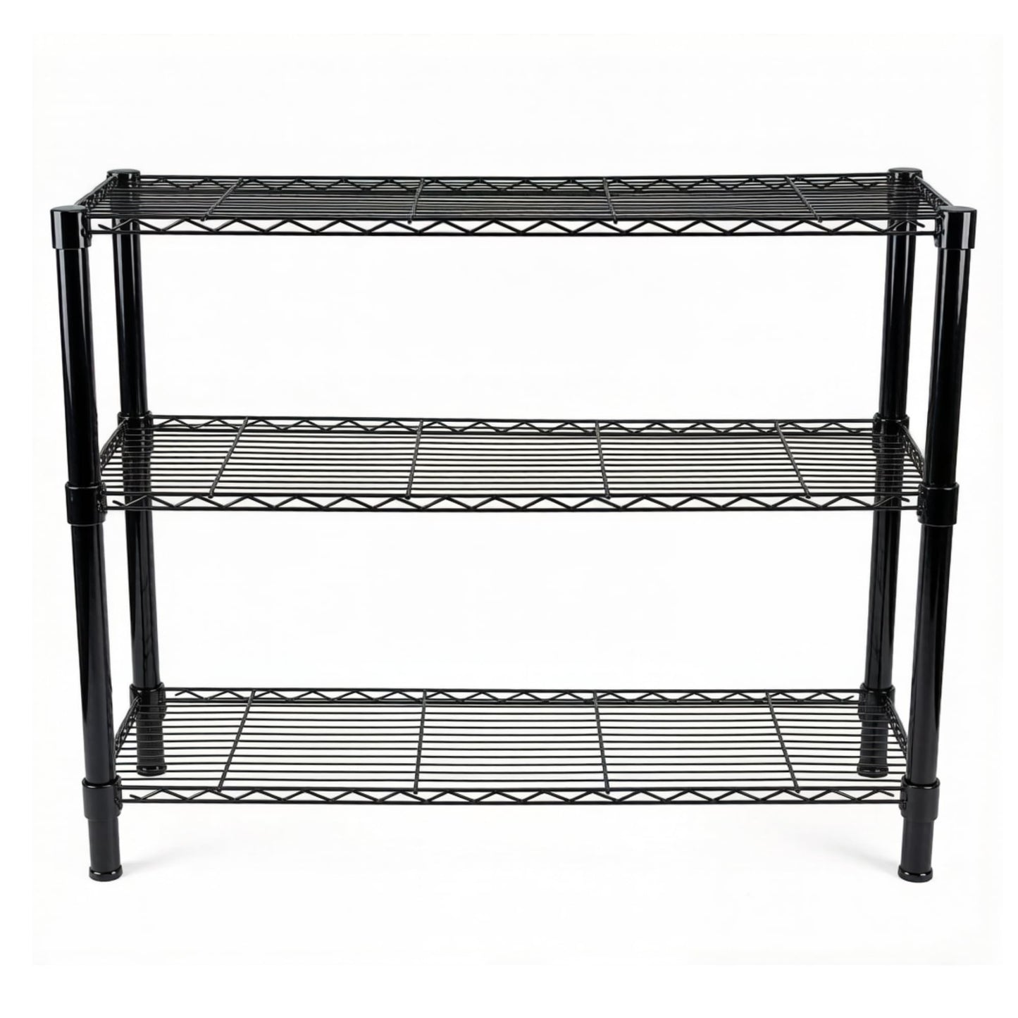 Standing Shelving Units, 36" W x 14" D x 32" H Metal Storage Shelves, Adjustable Carbon Steel Wire Shelving Rack Display Shelf for Garage Bathroom Kitchen Home Office (3-Tiers, Black)