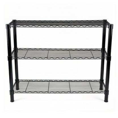 Standing Shelving Units, 36" W x 14" D x 32" H Metal Storage Shelves, Adjustable Carbon Steel Wire Shelving Rack Display Shelf for Garage Bathroom Kitchen Home Office (3-Tiers, Black)