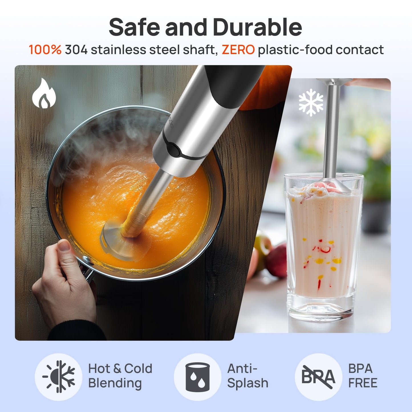 Consciot 10-in-1 Immersion Blender Handheld Max 1100W with Entire Stainless Steel Blender Shaft, Trigger Speed Control, 800ml Beaker, 600ml Chopper, Beaters, Frothers, Hooks, Masher, Whisk & 600ml Cup