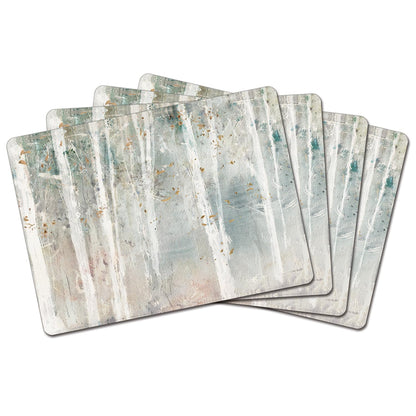 Cala Home Woodland Walk Premium Decorative Hardboard Tabletop Placemats 4-Pack Manufactured in The USA Heat Tolerant and Easily Wipes Clean