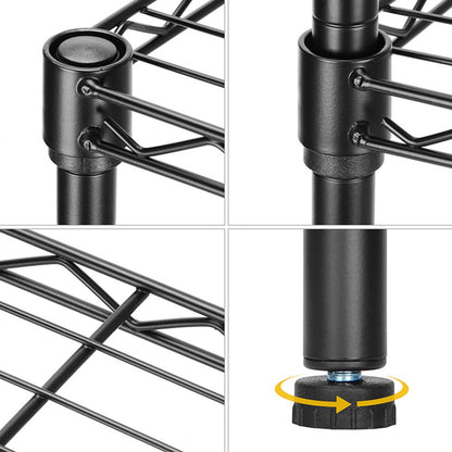 Standing Shelving Units, 36" W x 14" D x 32" H Metal Storage Shelves, Adjustable Carbon Steel Wire Shelving Rack Display Shelf for Garage Bathroom Kitchen Home Office (3-Tiers, Black)