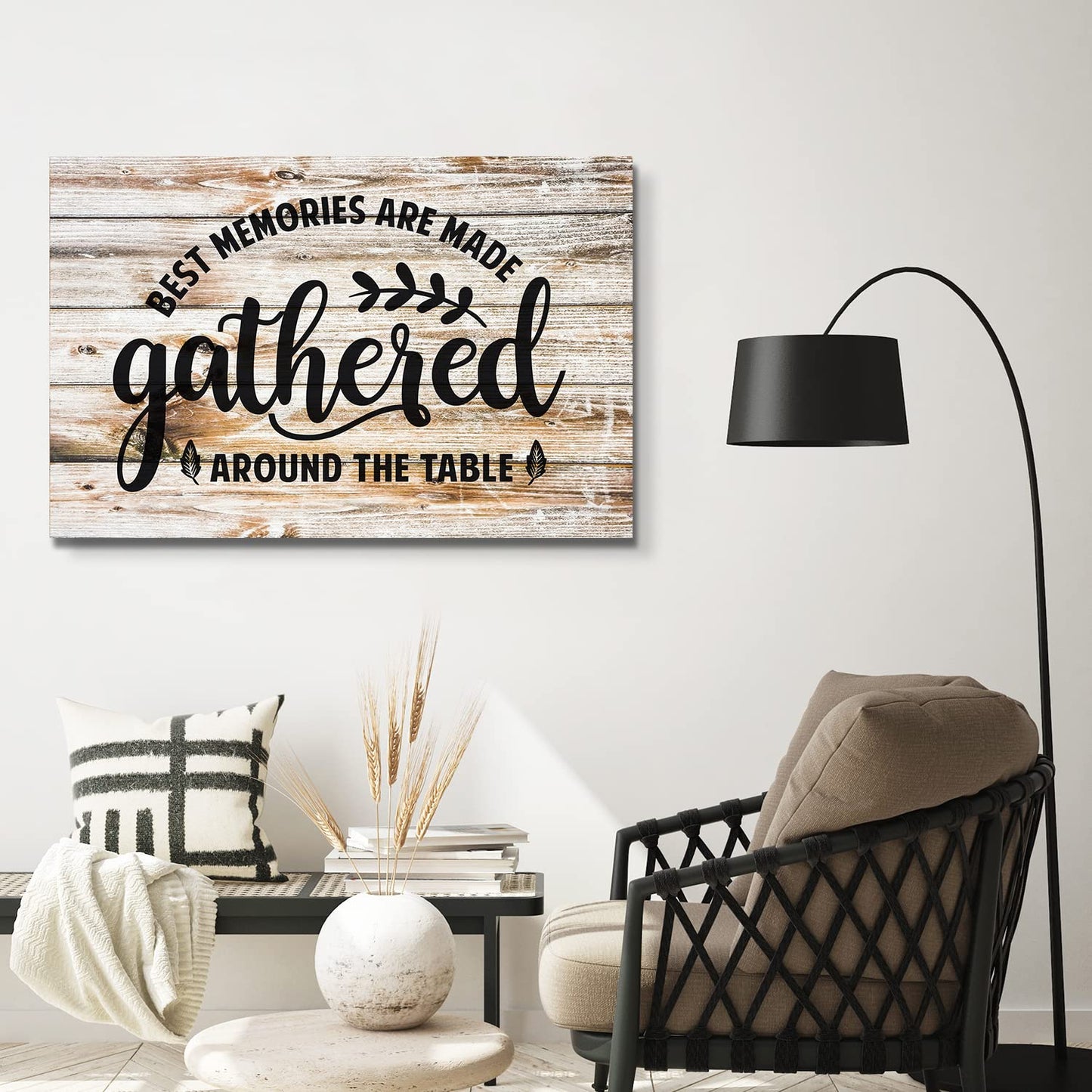 Gather Signs for Home Decor Rustic Farmhouse Kitchen Decor Dining Room Wall Art Family Gather Sign Wall Decor Inspirational Sayings Quotes Canvas Prints Painting Family Artwork Home Decorations 20x30"