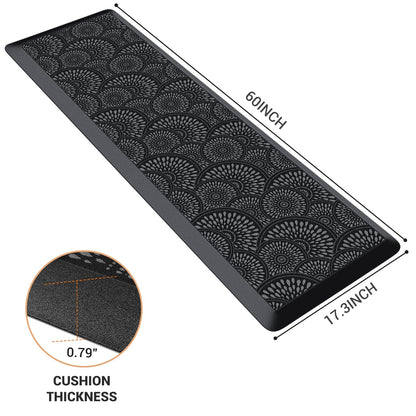 Mattitude 4/5 Inch Kitchen Mat, 17.3x59in Heavy Duty Ergonomic Comfort Foam Standing Desk Mat, Waterproof Non-Slip Standing Mats and Rugs for Kitchen, Office, Black