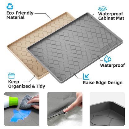 Winisok Silicone Under Sink Mat 37" x 22", kitchen Essentials and Gadgets, Shelf liner and Cabinet Protector, Home Organizers and Storage, Waterproof Bathroom Tray