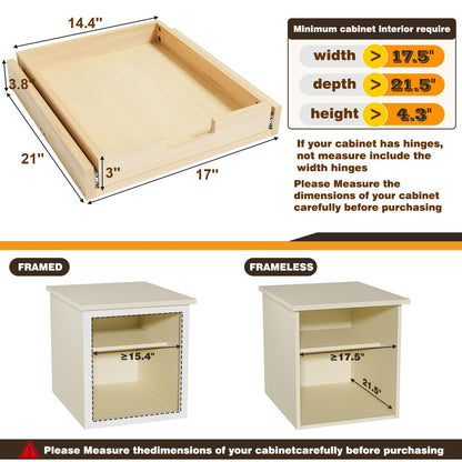 Gsskny Pull Out Cabinet Organizer, 17''W×21''D Sliding Drawers for Cabinets, Soft Close Slide Out Wooden Pull out Drawers, Base Cabinet Organization for Kitchen, Pantry, Bathroom