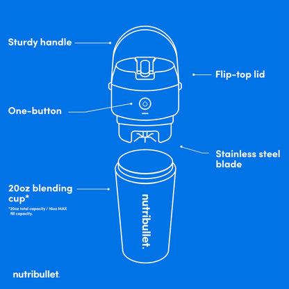 nutribullet Flip Portable Blender with Insulated Cup, Cordless, Black, NBPB50350AK