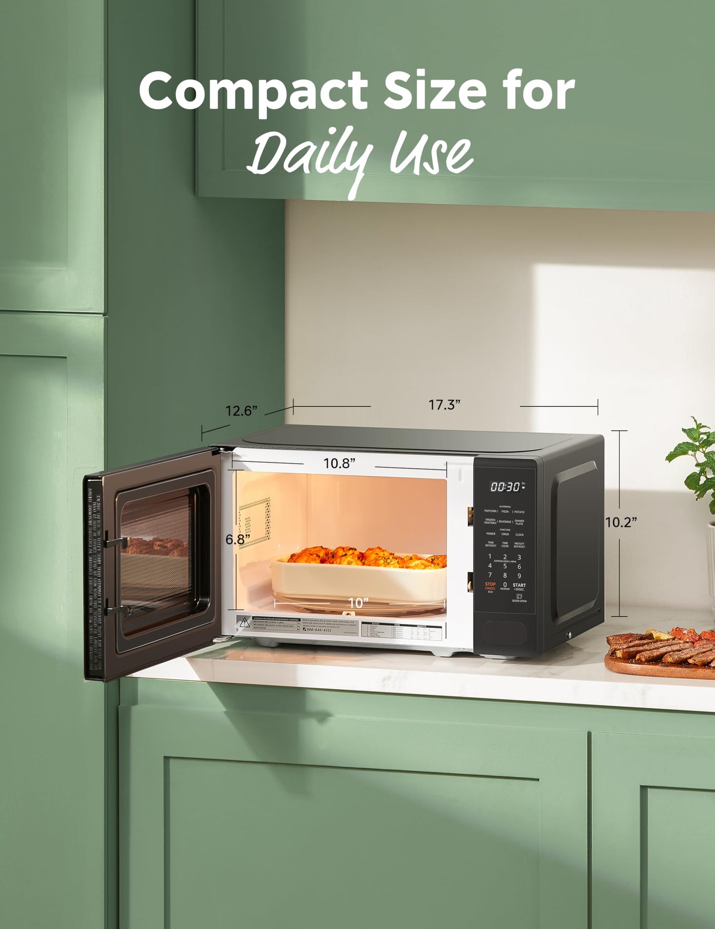 COMFEE CMO-C20M1WB Countertop Microwave Oven, 0.7 cu.ft Small Microwave with 11 Power Levels,Turntable Reset and Memory Function, Speedy Cooking, Weight/Time Defrost, Children Lock, 700W, Modern Black